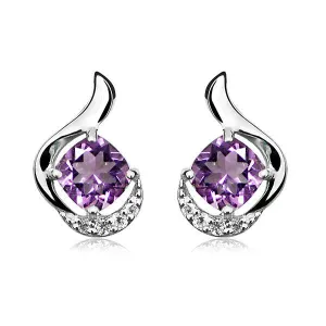 Silver Amethyst and White Topaz Earrings