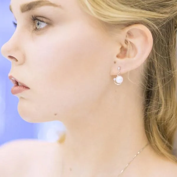 Silver Topaz And Pearl Earrings