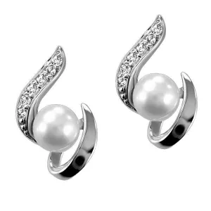 Silver White Pearl White Topaz Earrings