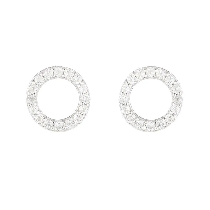 Sterling Silver White Topaz Circle Earrings