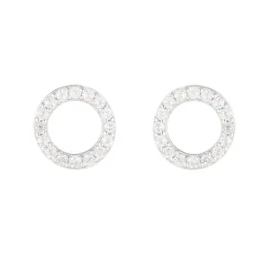 Sterling Silver White Topaz Circle Earrings