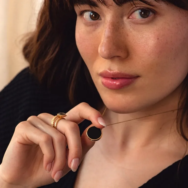 Stilla Black Onyx Locket - Gold - 39094YBKN