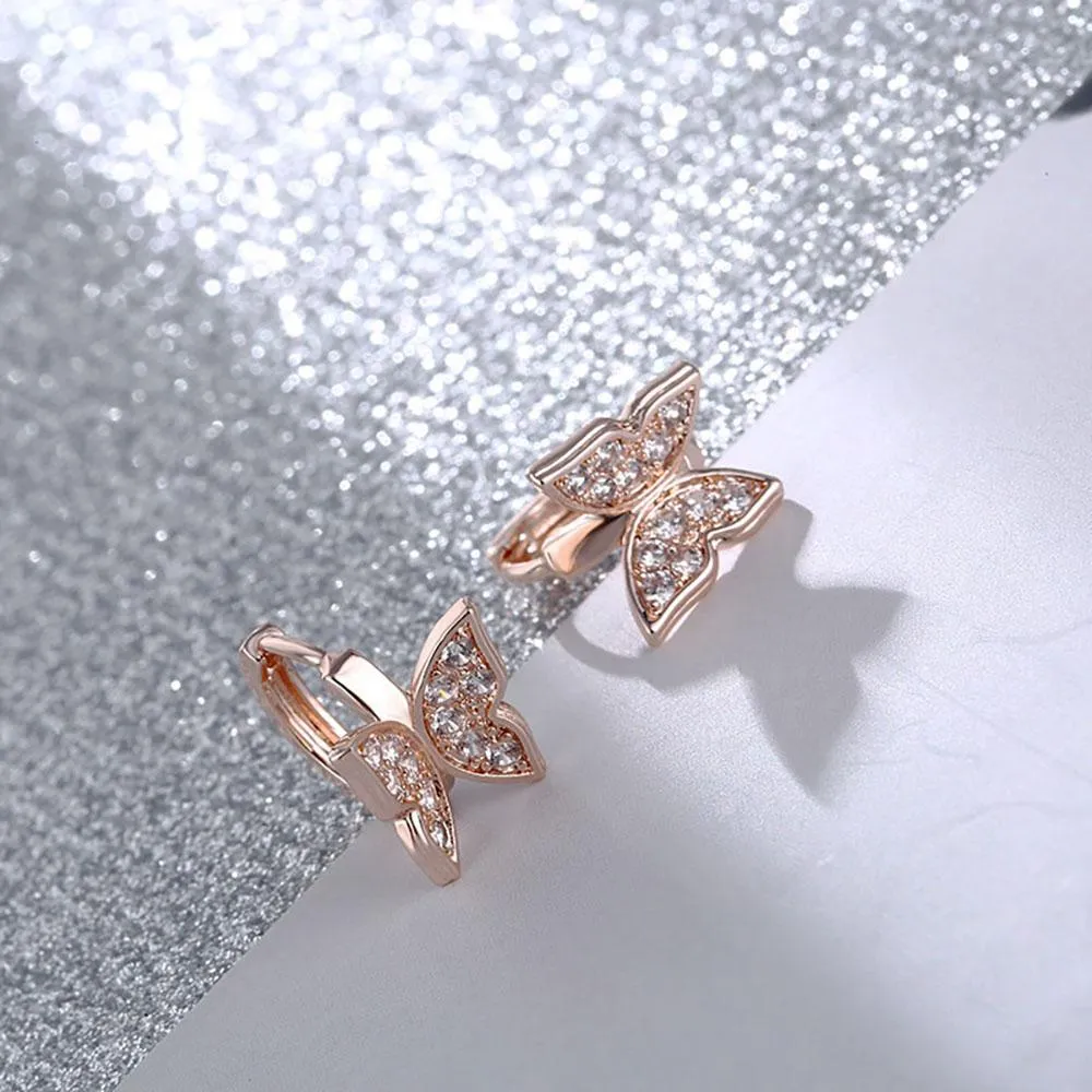 Stunning Butterfly Cubic Zircon Hoop Earrings For Kids