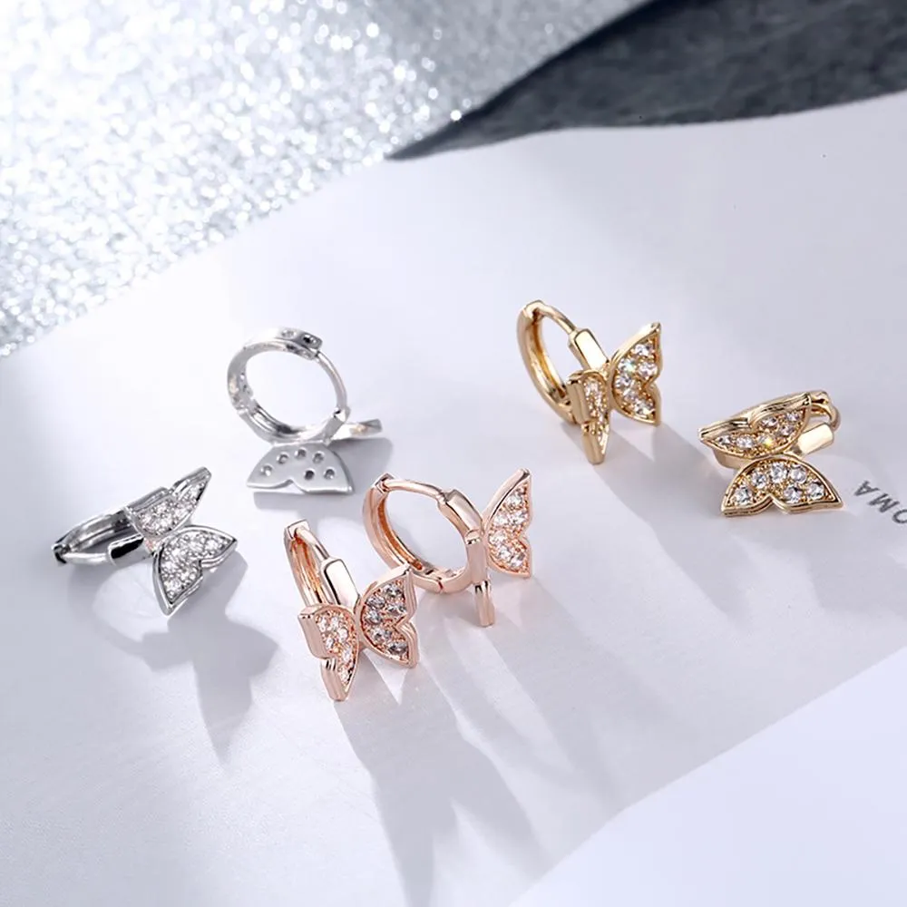 Stunning Butterfly Cubic Zircon Hoop Earrings For Kids