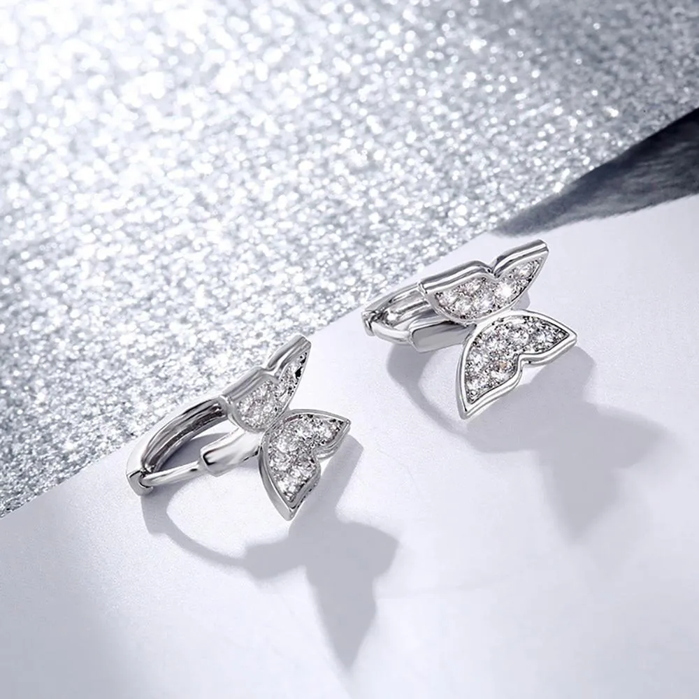 Stunning Butterfly Cubic Zircon Hoop Earrings For Kids