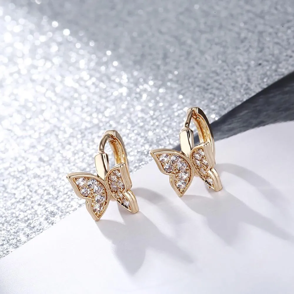 Stunning Butterfly Cubic Zircon Hoop Earrings For Kids