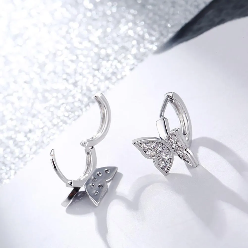 Stunning Butterfly Cubic Zircon Hoop Earrings For Kids
