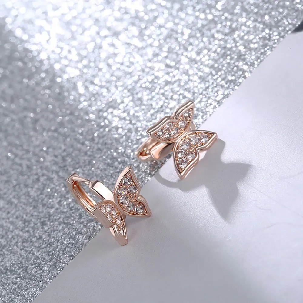 Stunning Butterfly Cubic Zircon Hoop Earrings For Kids
