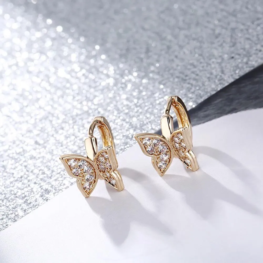 Stunning Butterfly Cubic Zircon Hoop Earrings For Kids
