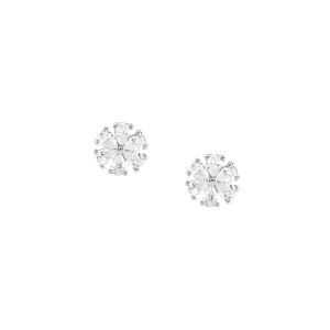 Sweetrock CZ Flower Stud Earrings - Silver - 148042/043