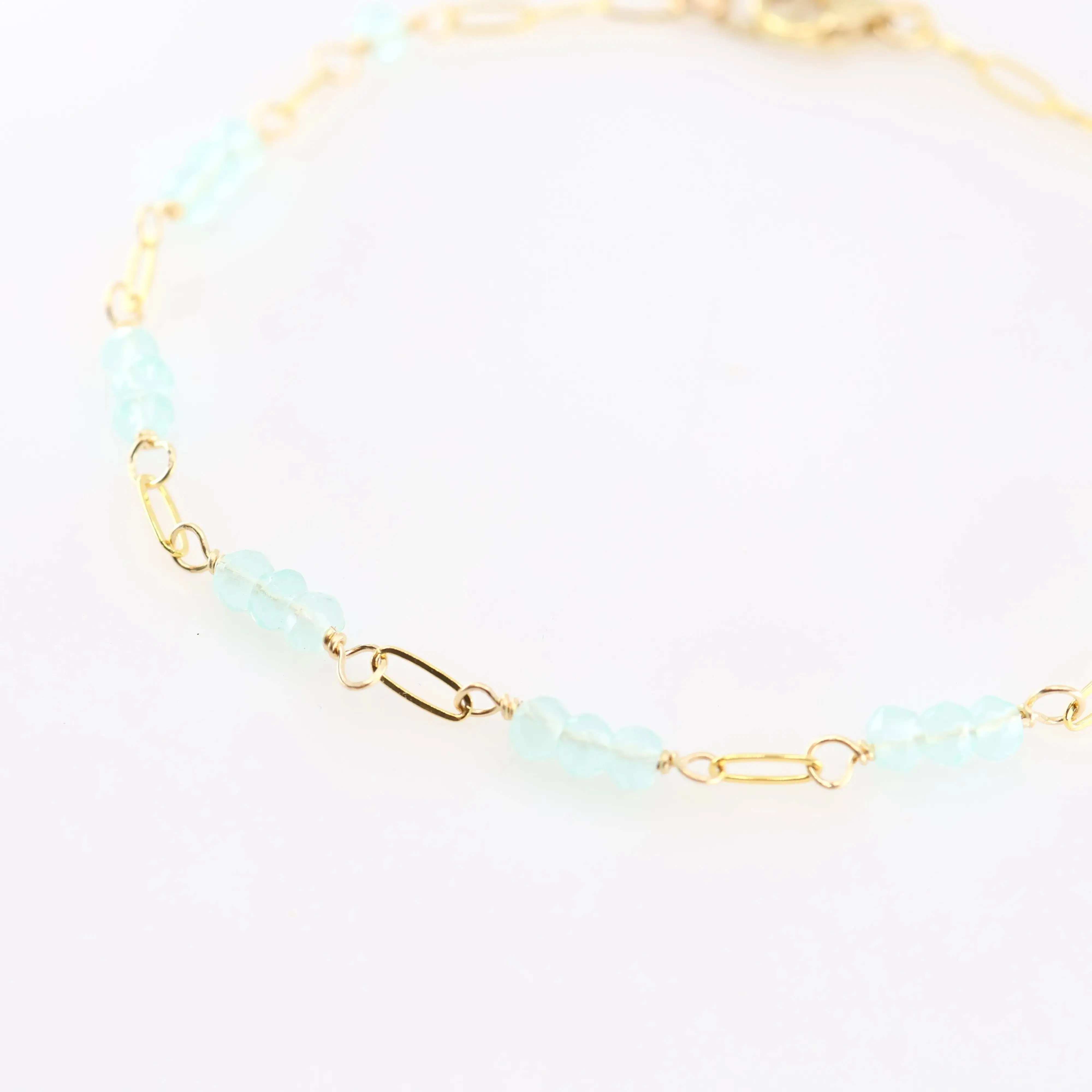 Tiny Gemstone Bracelet, Aqua Chalcedony