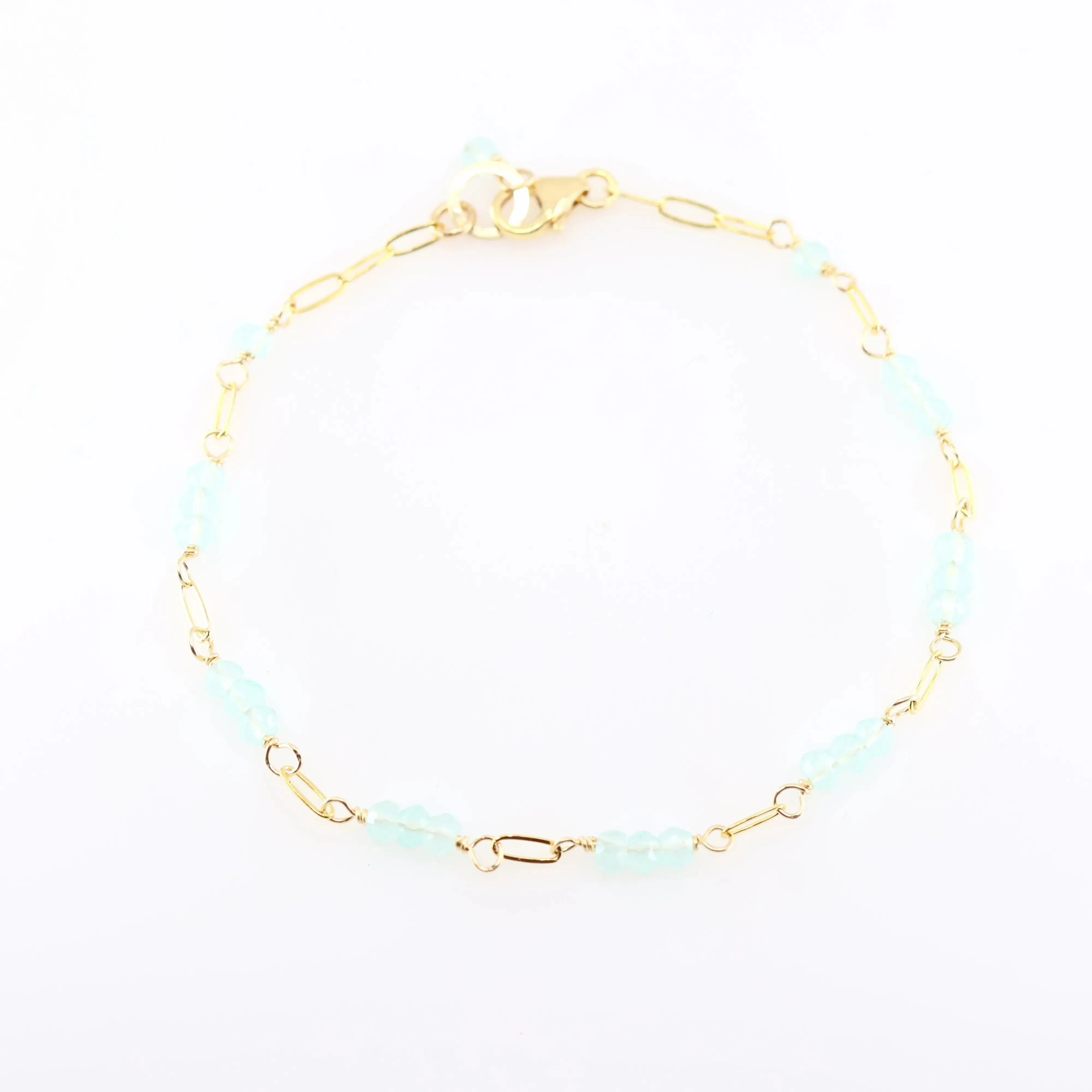 Tiny Gemstone Bracelet, Aqua Chalcedony