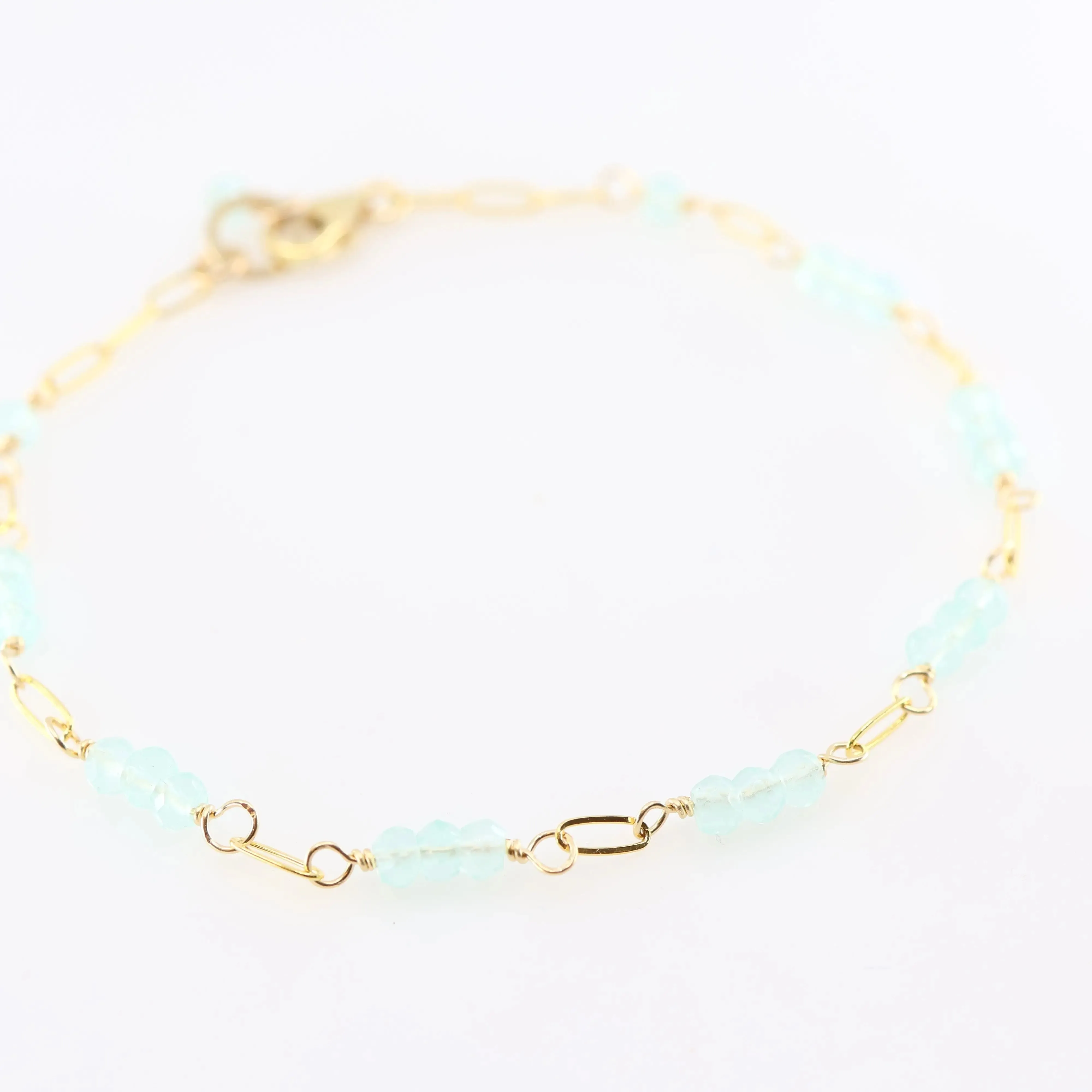 Tiny Gemstone Bracelet, Aqua Chalcedony