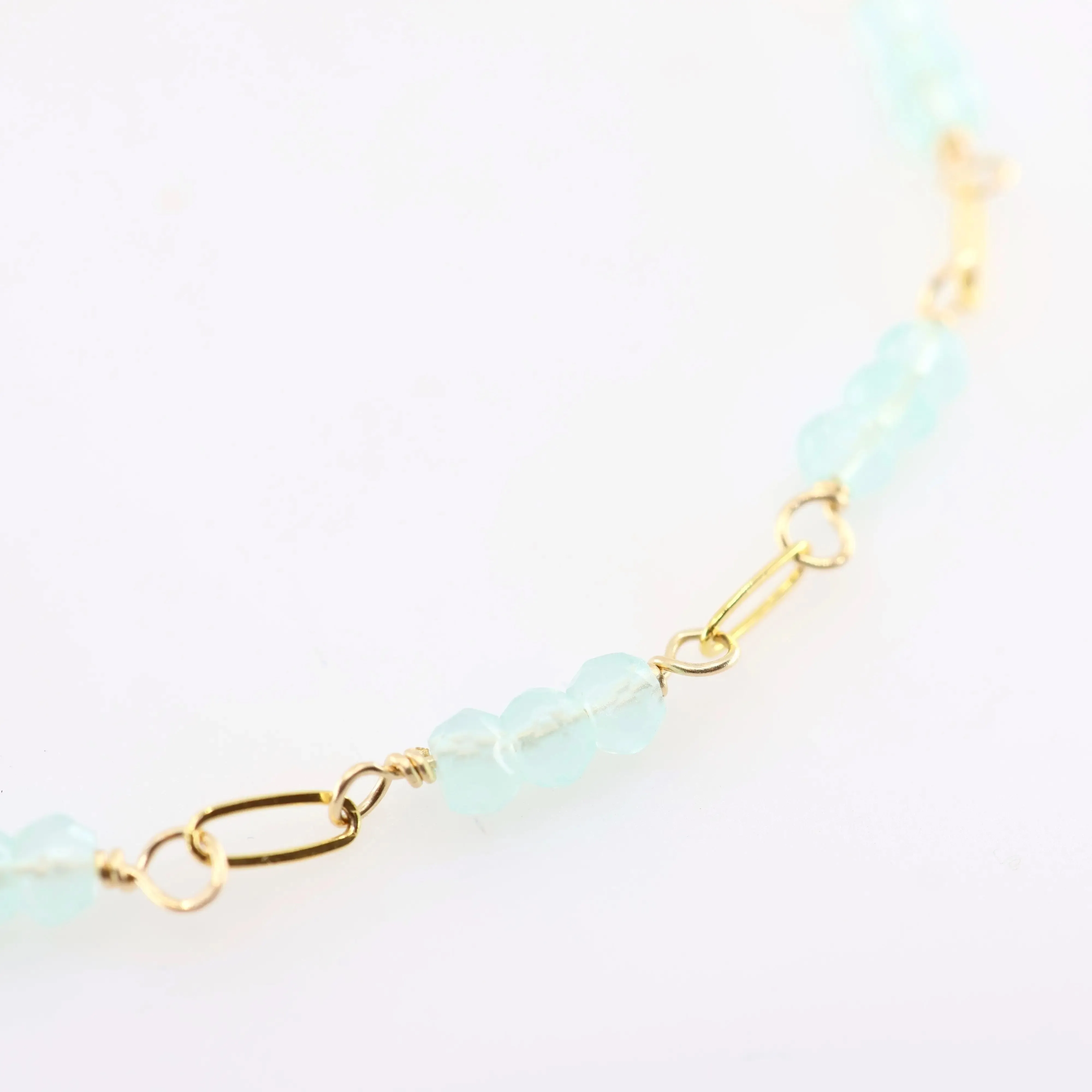Tiny Gemstone Bracelet, Aqua Chalcedony