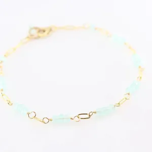 Tiny Gemstone Bracelet, Aqua Chalcedony
