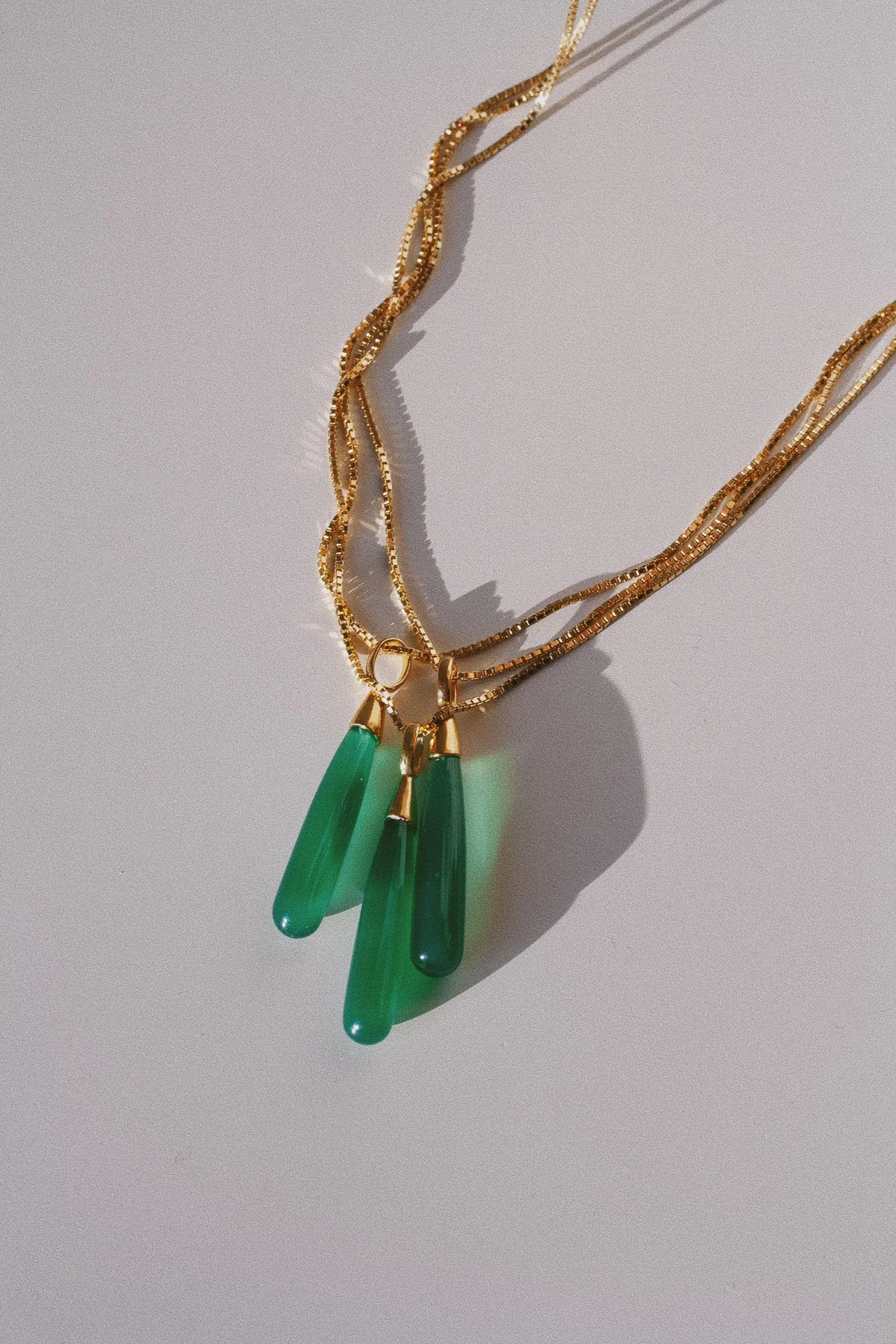Vermeil Stone Teardrop Necklace - Archival Collection