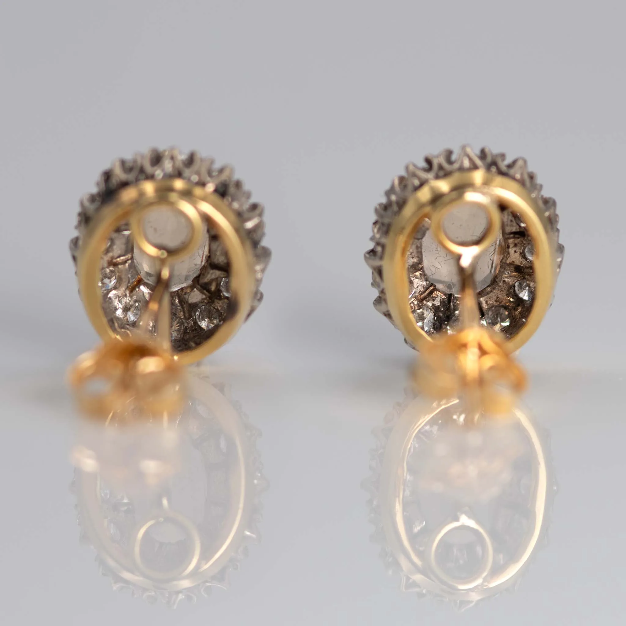 Vintage 18ct Yellow Gold Topaz and Diamond Cluster Earrings